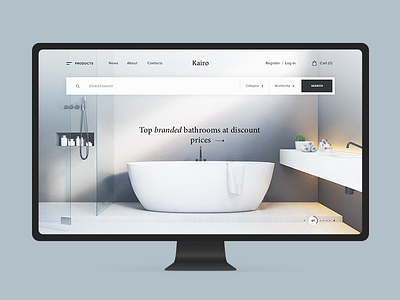 Kairo. Main screen adaptive bathroom baths mobile modern motions shop store ui ux