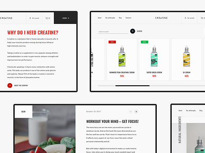 Creatine blog creatine ecomerce freelance minimal modern strong trending ui ux web website