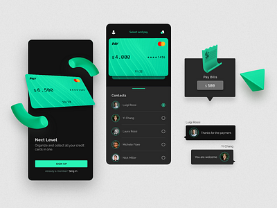 Pay App screen 3d concept financial library ui