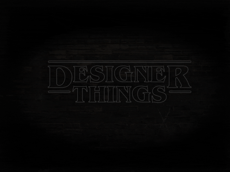 Designer things animated animation font fun illustration lettering logo logo design neon stranger things vector