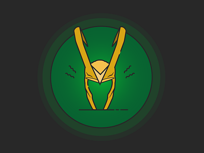 Loki's Helmet badge cartoon design flat illustration illustrator line marvel movie superheroes thor vector