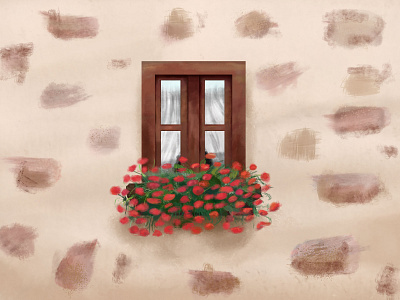 Window with flowers brick flower illustration illustration art illustrations illustrator photoshop window