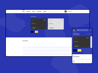 Cards screen of online-banking bank banking cards ui figma flat grid interface layout ui ux web webdesign website