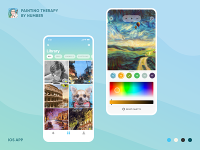 Paint Therapy by Number app design coloring drawing game pixel pixel art ui ux
