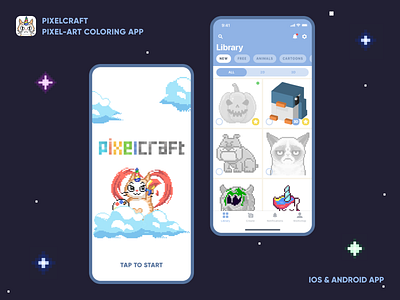 PixelCraft Coloring App app design coloring creating drawing editor game gaming pixel pixel art ui ux