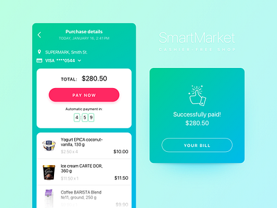 Supermarket Free Shop bill card free interface list mobile pay payment purchase shop ui ux