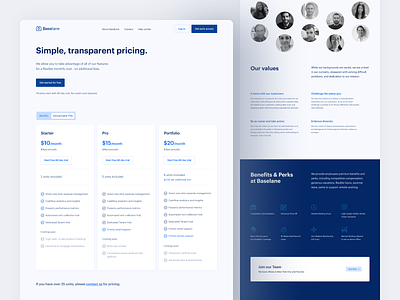 Baselane — subpages careers clean design financial inspiration interface landing minimal modern pricing simple team ui user experience ux visual web web design website website design
