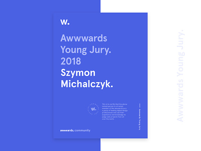 Awwwards Young Jury 🏆 achievement awwwards certificate designer jury young