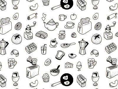 Breakfast pattern breakfast doodles drawing food illustration pattern
