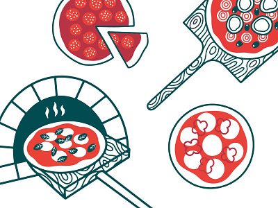 PIZZA doodles food illustration illustration italian food pizza pizza illustration restaurant branding vector