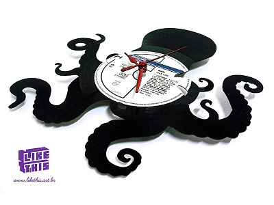 Octopus - Clock Vinyl for Like This Art (Brazil). clock cut design laser laser cut octopus vinyl