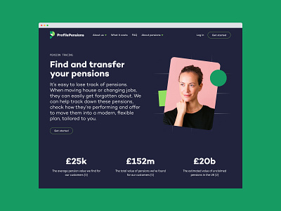 Profile Pension: Service page branding colourful desktop design financial planning financial services fintech landing landingpage money pensions retirement web website