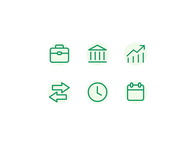 Profile Pensions: Account Hub Icons brand assets branding calendar chart clock design fin tech fin tech graphic green icon icons illustration line pensions performance switch ui web work