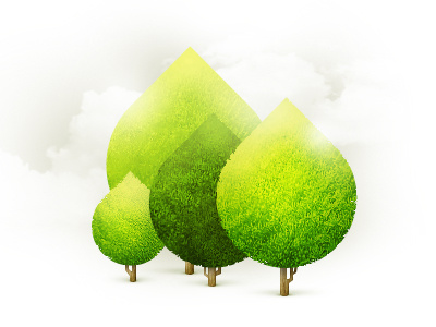 Group of Trees cloud green illustration tree web yellow