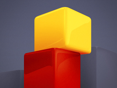 Cubes cube dark red shiny yellow