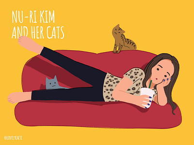 Nu-ri Kim and her cats