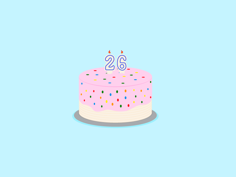26th Birthday 26 3rd birthday cake candle gemini june sprinkles
