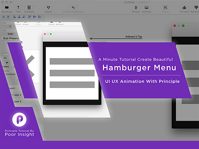 Design Cover Youtube - Create Hamburger Menu With Principle animation hamburger menu menu principle prototype slide youtube