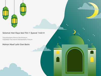 Selamat Hari Raya Idul Fitri 1 Sawal 1440H design dribbble illustration lebaran