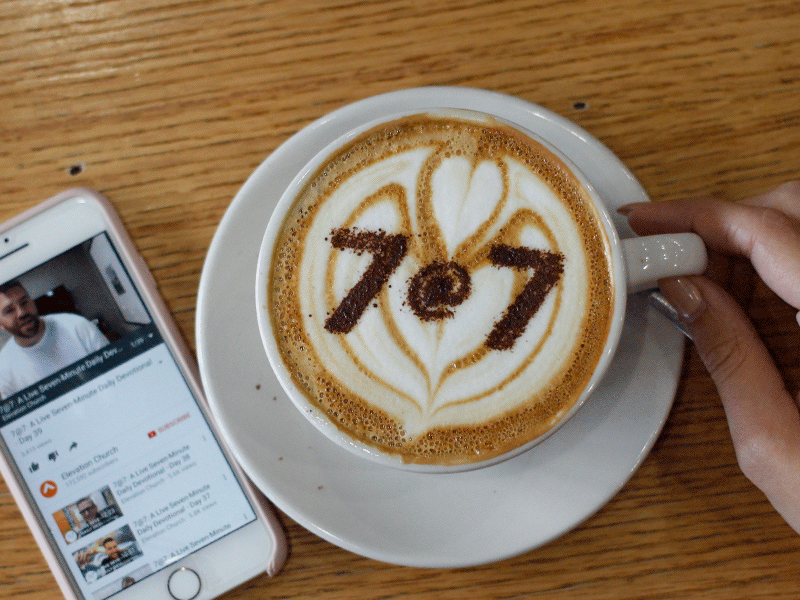 7@7 promo graphic art latte