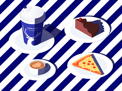 Luckincoffee food and drink illustration isometric
