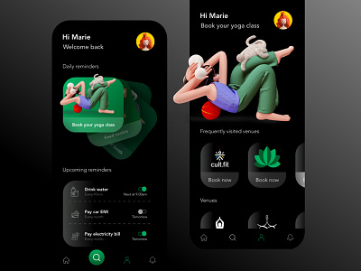 Reminder App color mobile app reminder app trending ui ux yoga yoga app