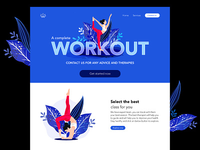 Yoga Website blue color palette fitness fitness website design landign page trending website workout yoga