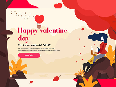 Happy Valentine Day banner boy chennai chennai designer chennai designers couple girl illustration love nature romantic tree