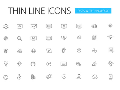 thin line icons data line icons technology