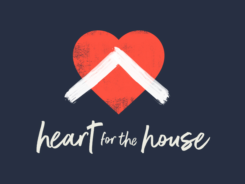Heart for the House sermon series blue red script paint house heart