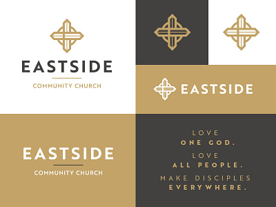 Eastside black brand brown church circle compass cross east gold grey logo