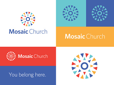 Mosaic Church arrows blue brand church circle colorful green mosaic red yellow