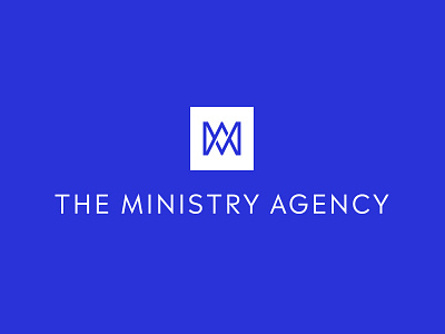 The Ministry Agency blue blue and white branding icon overlap sans serif square square logo