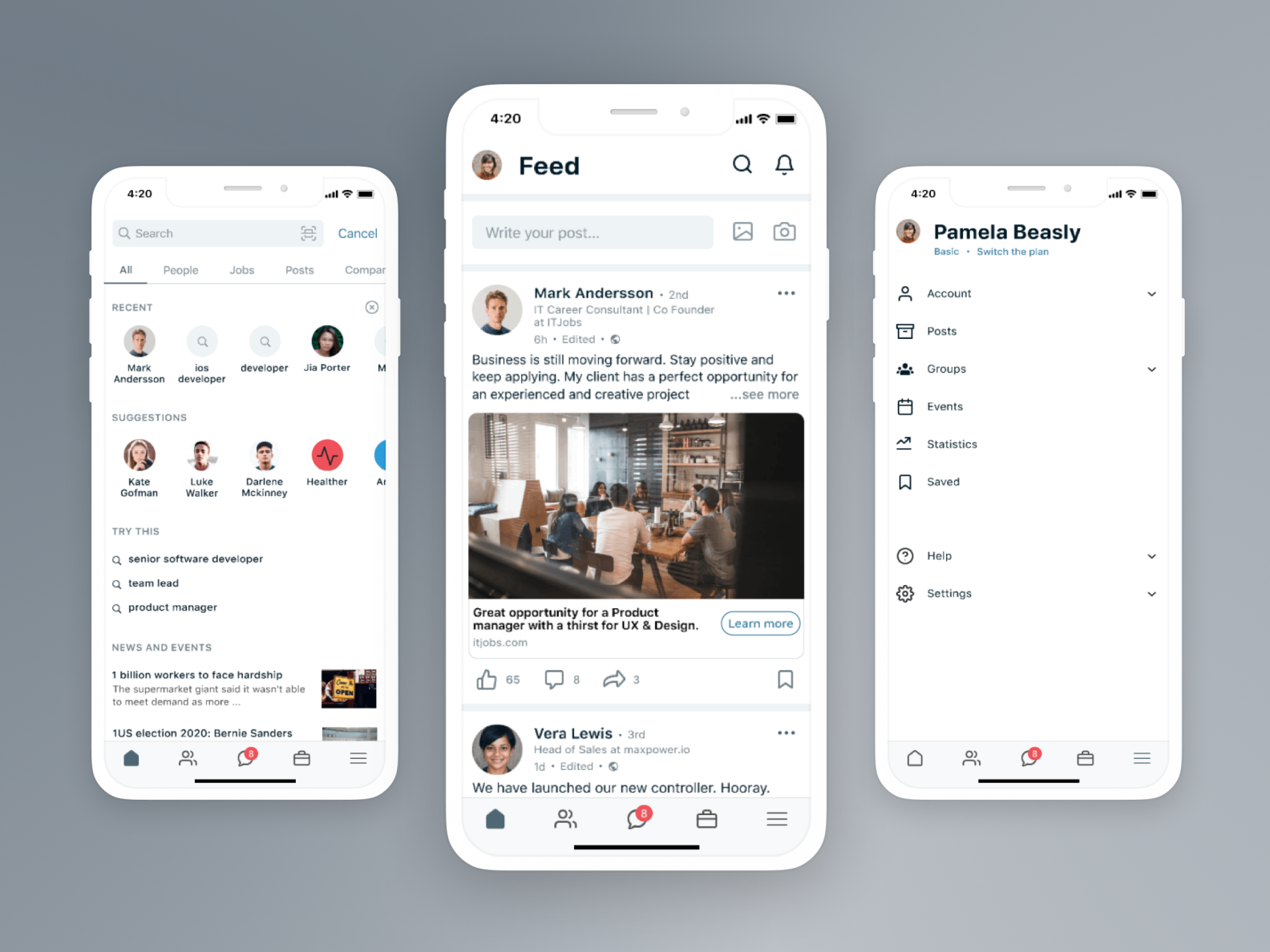 Linkedin app concept with the flat design by Aleksandra Danilova on ...