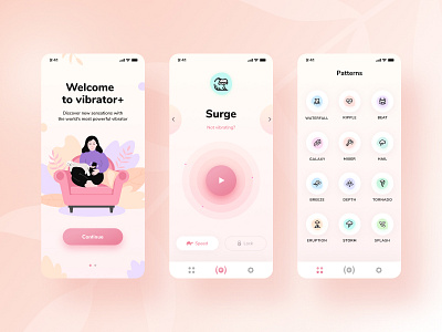 app VibroPet app design illustration mobile pink ui ux vibrator welcome
