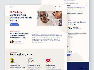 Spark Health Survey Landing Page accessible chunky desktop healthcare insurance landing landing page medicare mobile personalized simple survey typography web welcome
