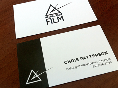Simple business card black film logo refraction type white