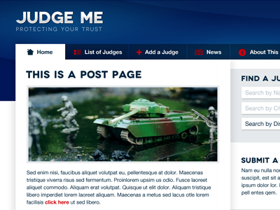 Judge website post page blue judge post red white