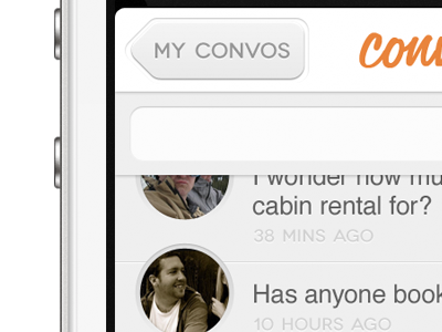 NavBar UI avatar back conversation convo ios iphone posts wall user white