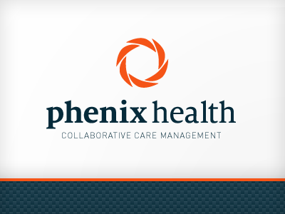 Phenix Health logo blue care grid healthcare logo medical orange phenix