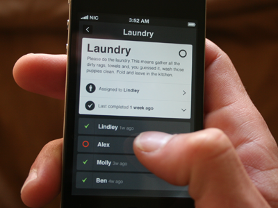 Chore detail app chart chore dark hound iphone light mobile ui web