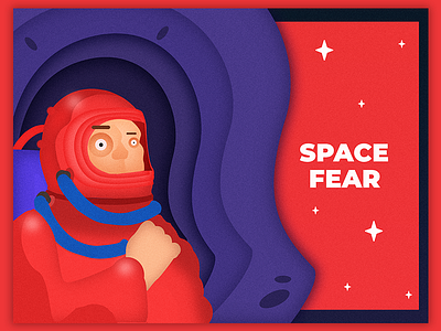 Space Fear cosmonaut digital draw fear illustration painting space typography web