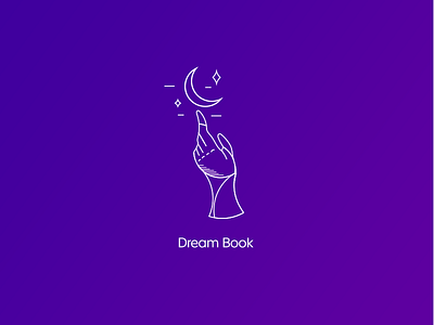 Miniatura Na Dribble Dreambook book dream finger hand logo logotype minimal minimalism moon start