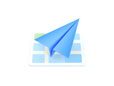 Amap ( Levitating ) 3d blue fly icon map plane