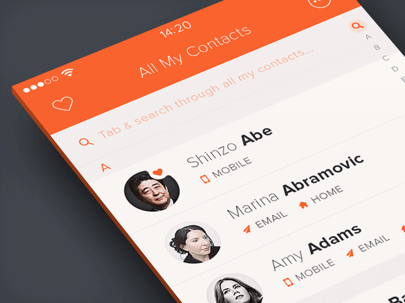 Contacts App | Favorite Animation 2otsu animation app barcelona berlin contacts iphone transition uiux user experience user interface design
