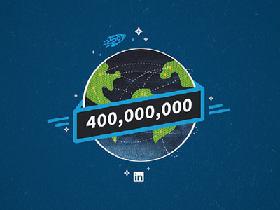 400 Million Members earth icon illustration linkedin rocket t shirt