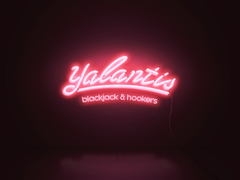 Yalantis neon sign 80s blackjack branding calligraphy font hookers lettering logo neon sign type yalantis