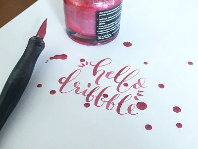 Hello Dribbble! calligraphy hand drawn ink lettering modern calligraphy typography