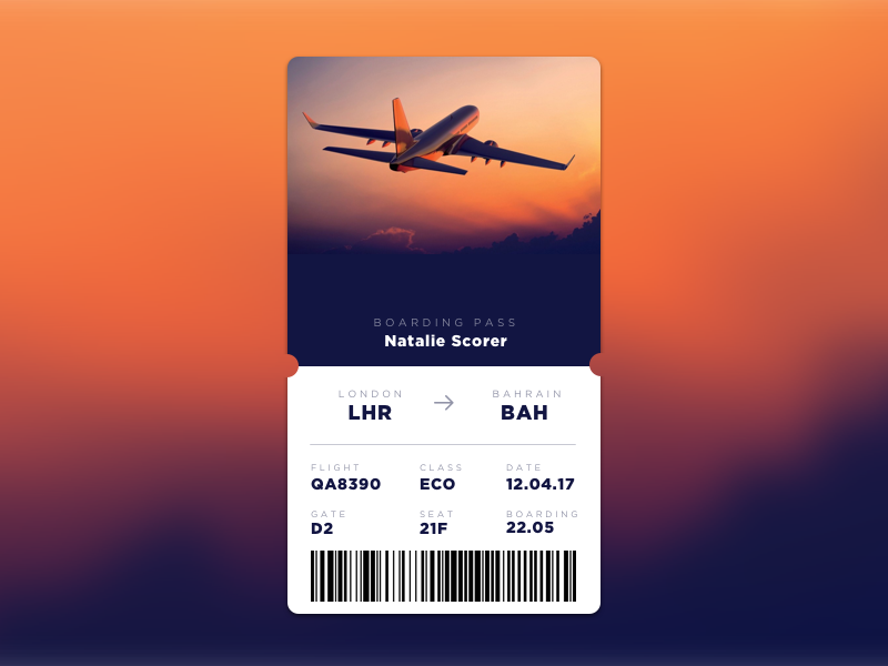 Dailyui 024 Boarding Pass By Natalie Scorer On Dribbble