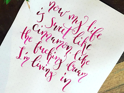 Sweet like cinnamon calligraphy hand lettering lyrics modern calligraphy typography
